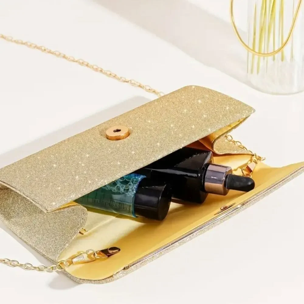 Gold Glitter Sparkling Evening Clutch Bag